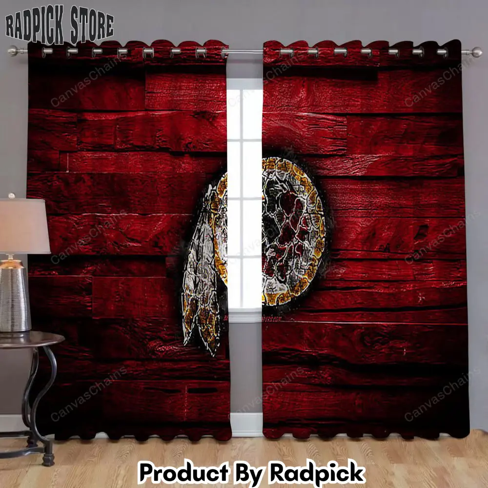 Radpick washington redskins window curtains red wooden american baseball team curtains living room curtains for window rp85278